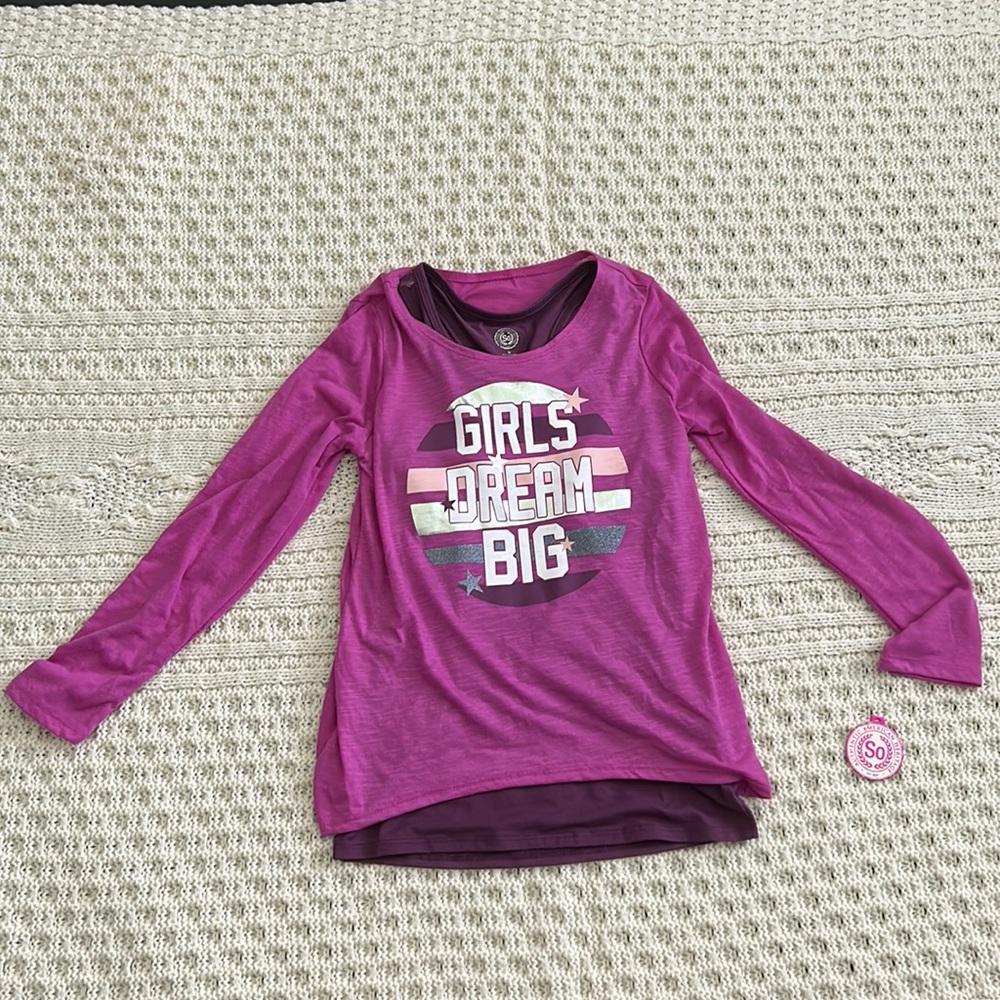 Purple brand new with tags long sleeve tee. 2 piece garment (tank top under)